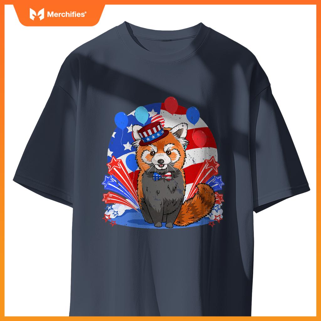 Red panda merica 4th of july american flag patriotic T-Shirt