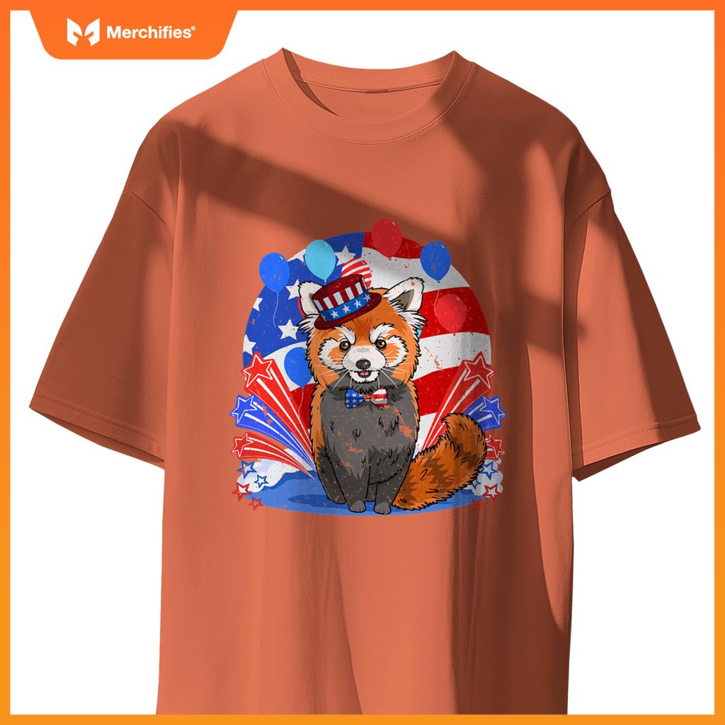 Red panda merica 4th of july american flag patriotic T-Shirt