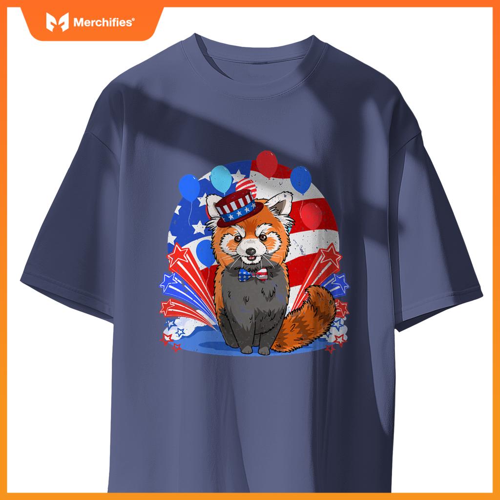 Red panda merica 4th of july american flag patriotic T-Shirt