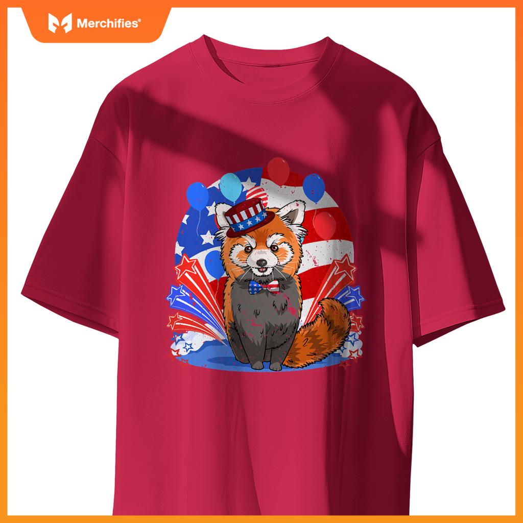 Red panda merica 4th of july american flag patriotic T-Shirt