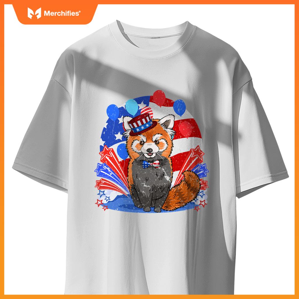 Red panda merica 4th of july american flag patriotic T-Shirt