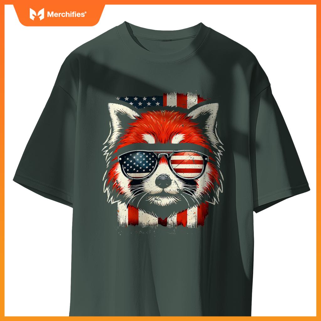 Red panda patriotic sunglasses 4th of july T-Shirt