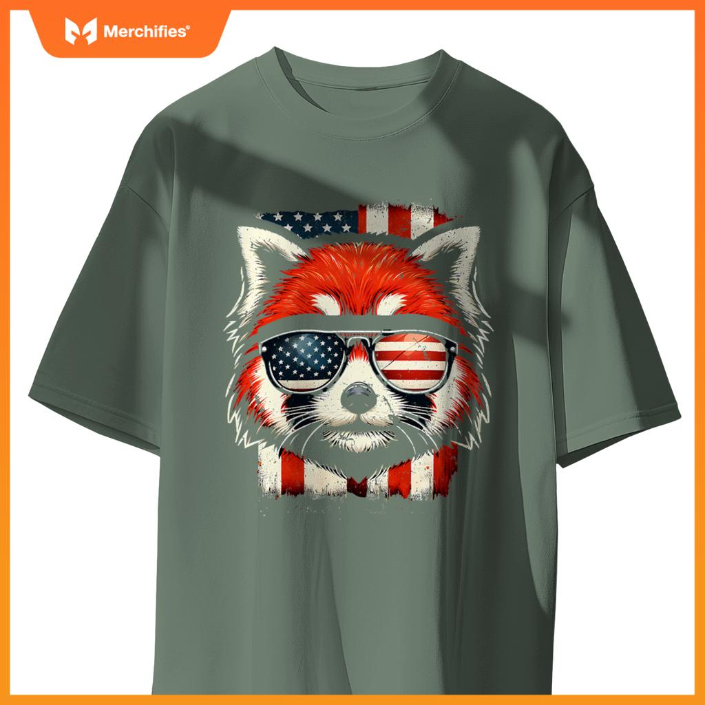 Red panda patriotic sunglasses 4th of july T-Shirt