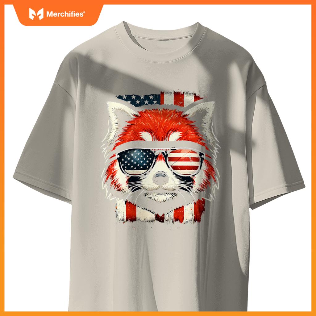 Red panda patriotic sunglasses 4th of july T-Shirt