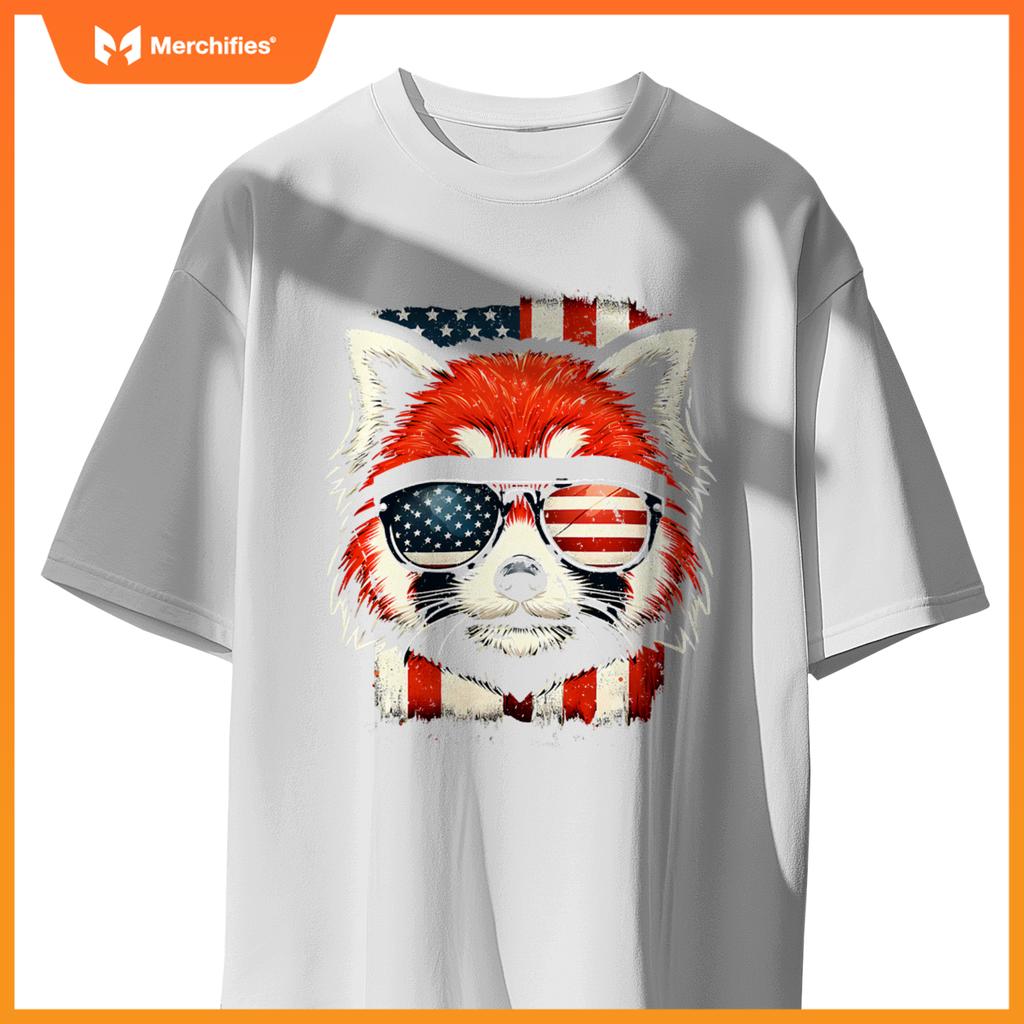 Red panda patriotic sunglasses 4th of july T-Shirt