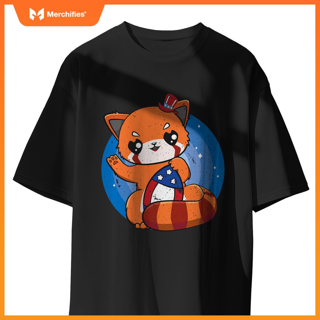 Red panda usa football 4th of july patriotic team sport T-Shirt