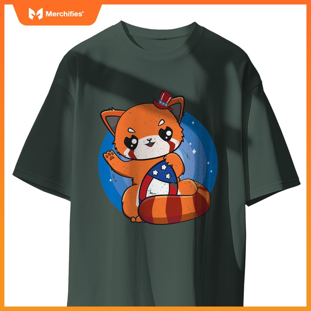 Red panda usa football 4th of july patriotic team sport T-Shirt