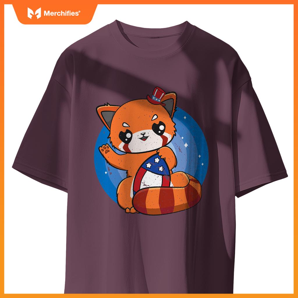 Red panda usa football 4th of july patriotic team sport T-Shirt