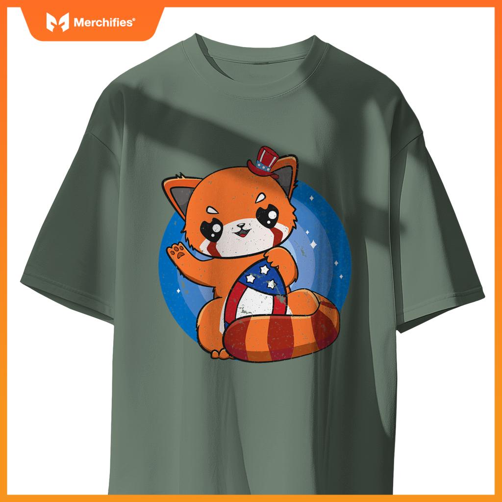 Red panda usa football 4th of july patriotic team sport T-Shirt