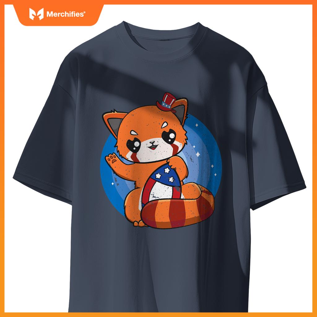 Red panda usa football 4th of july patriotic team sport T-Shirt