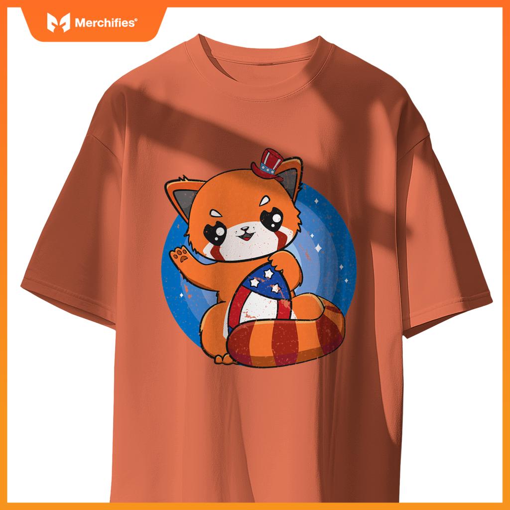 Red panda usa football 4th of july patriotic team sport T-Shirt