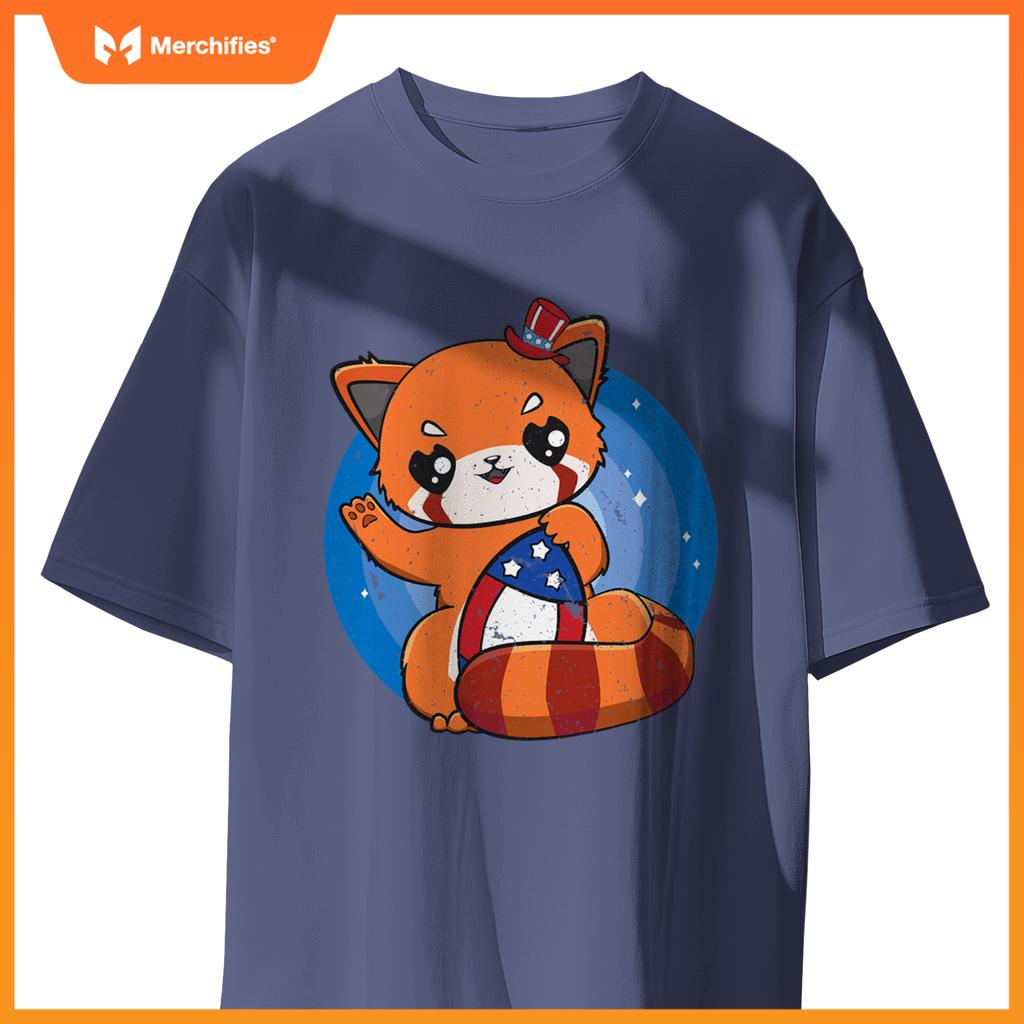 Red panda usa football 4th of july patriotic team sport T-Shirt