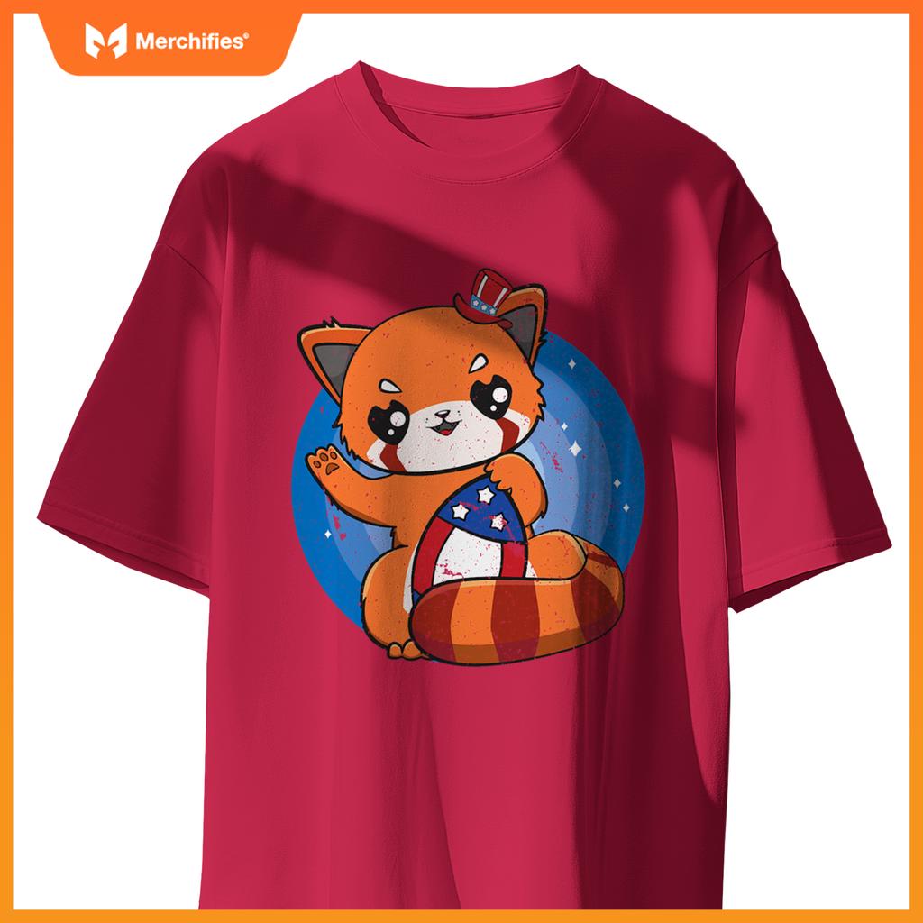 Red panda usa football 4th of july patriotic team sport T-Shirt