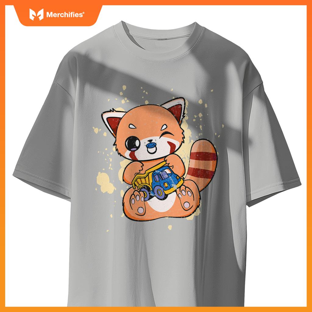 Red Panda With Toy Truck Cute Chibi Anime Otaku T-Shirt