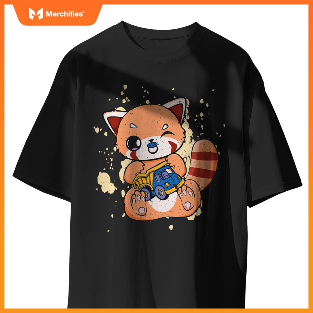 Red Panda With Toy Truck Cute Chibi Anime Otaku T-Shirt