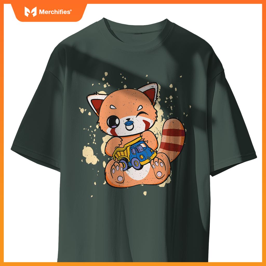 Red Panda With Toy Truck Cute Chibi Anime Otaku T-Shirt