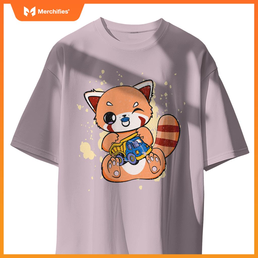 Red Panda With Toy Truck Cute Chibi Anime Otaku T-Shirt