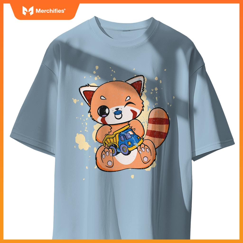 Red Panda With Toy Truck Cute Chibi Anime Otaku T-Shirt