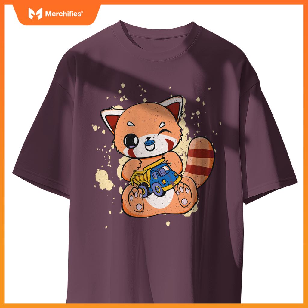 Red Panda With Toy Truck Cute Chibi Anime Otaku T-Shirt