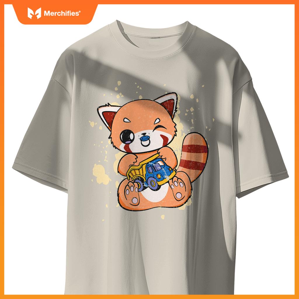 Red Panda With Toy Truck Cute Chibi Anime Otaku T-Shirt