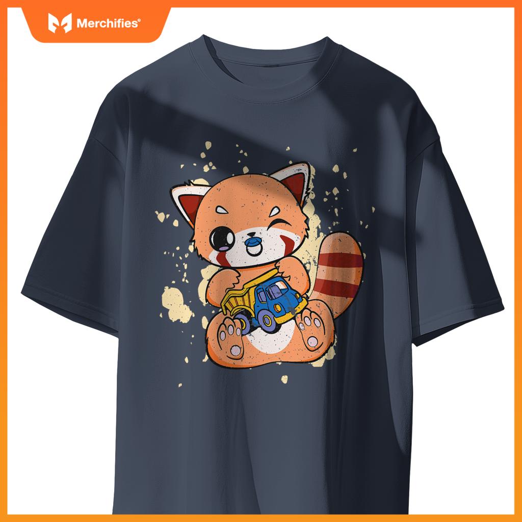 Red Panda With Toy Truck Cute Chibi Anime Otaku T-Shirt