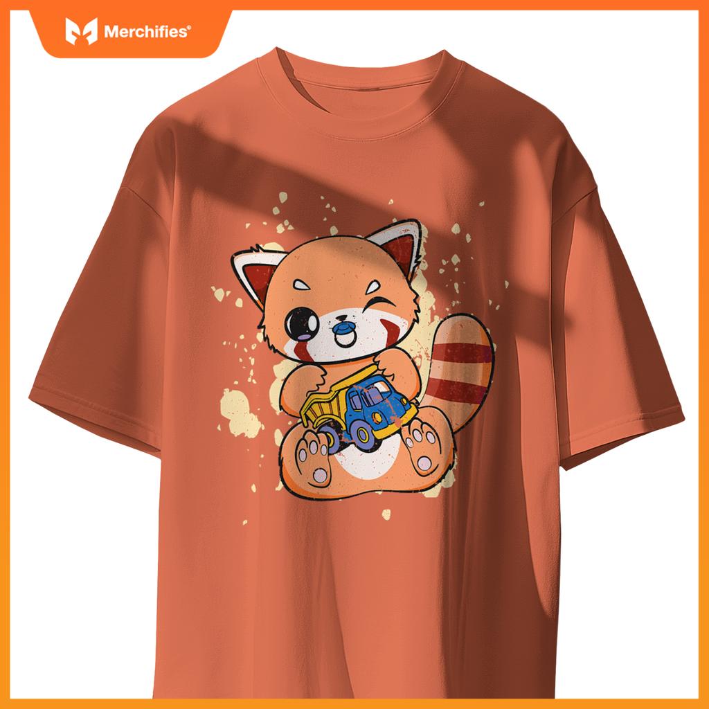 Red Panda With Toy Truck Cute Chibi Anime Otaku T-Shirt