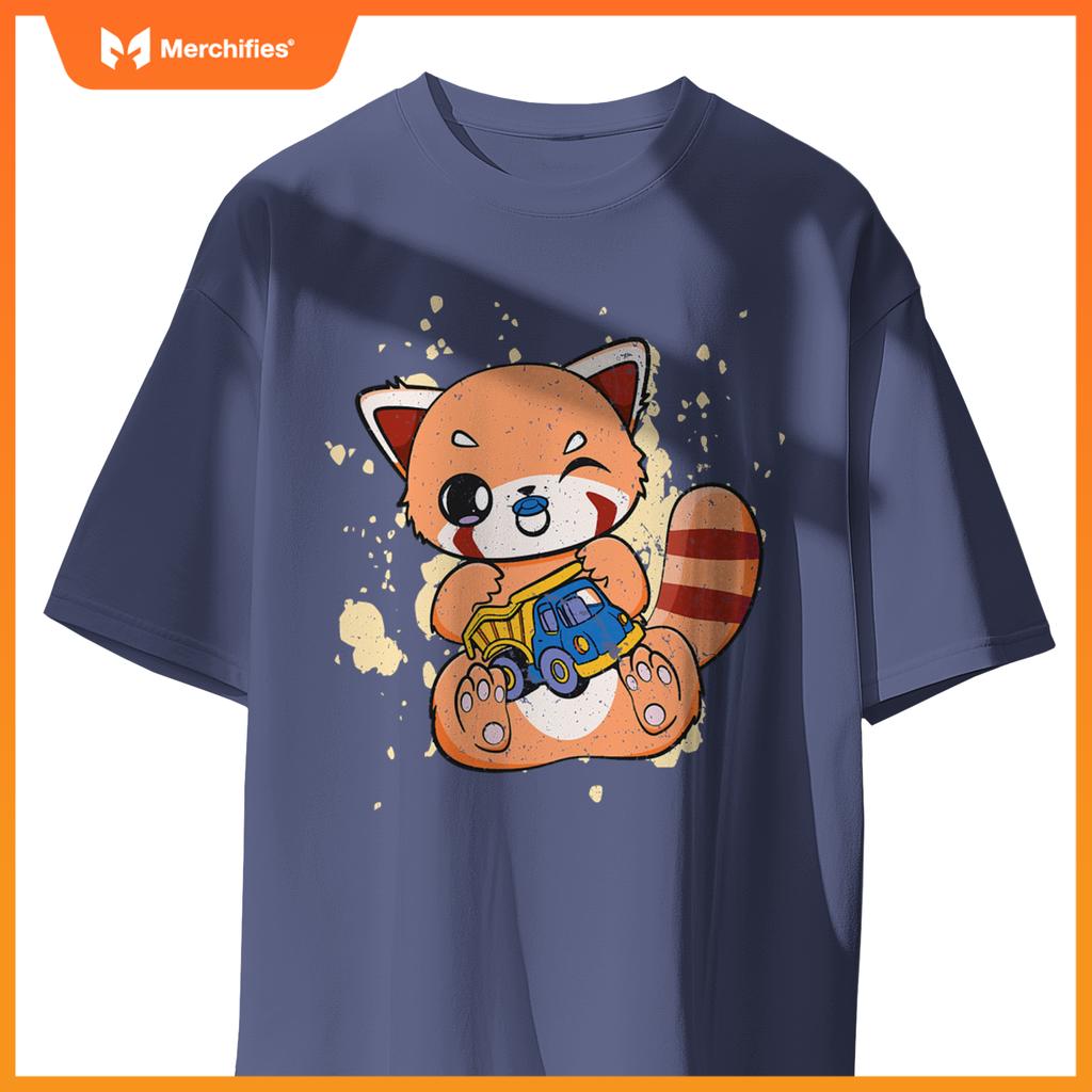 Red Panda With Toy Truck Cute Chibi Anime Otaku T-Shirt