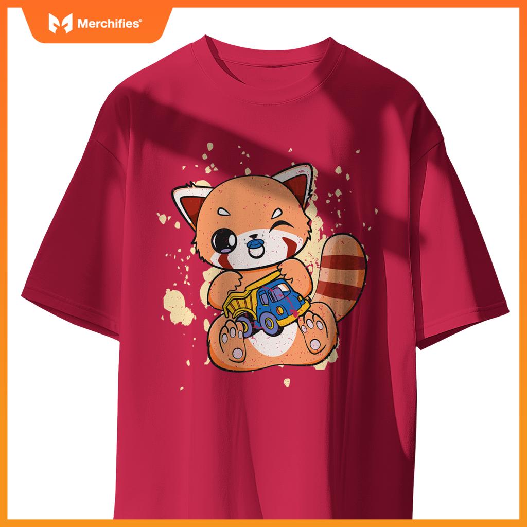Red Panda With Toy Truck Cute Chibi Anime Otaku T-Shirt