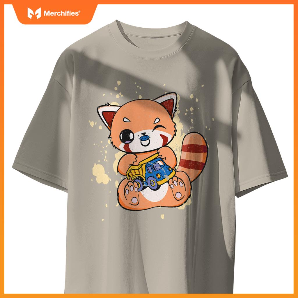 Red Panda With Toy Truck Cute Chibi Anime Otaku T-Shirt
