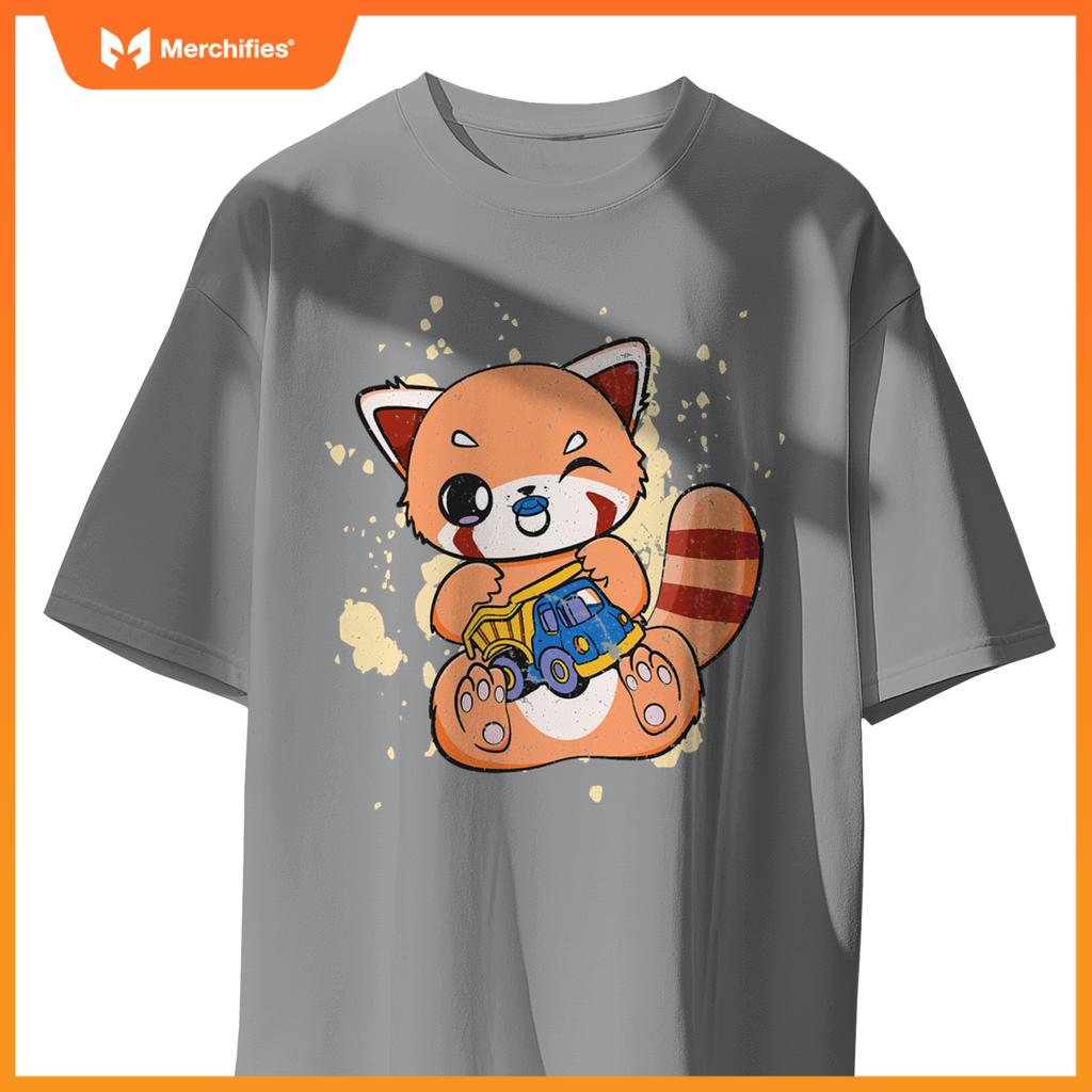 Red Panda With Toy Truck Cute Chibi Anime Otaku T-Shirt