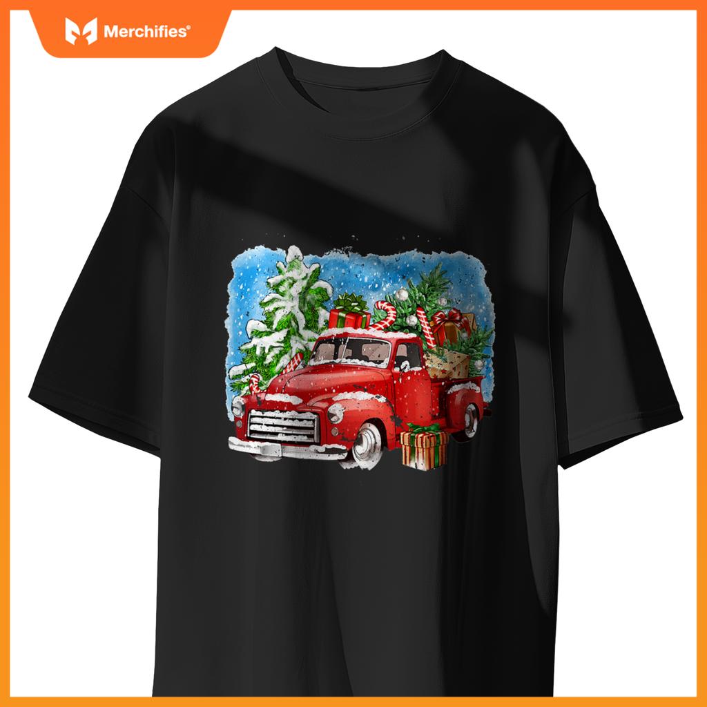 Red Truck And Tree Christmas Matching Family Pajamas T-Shirt