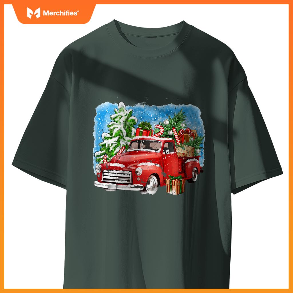 Red Truck And Tree Christmas Matching Family Pajamas T-Shirt