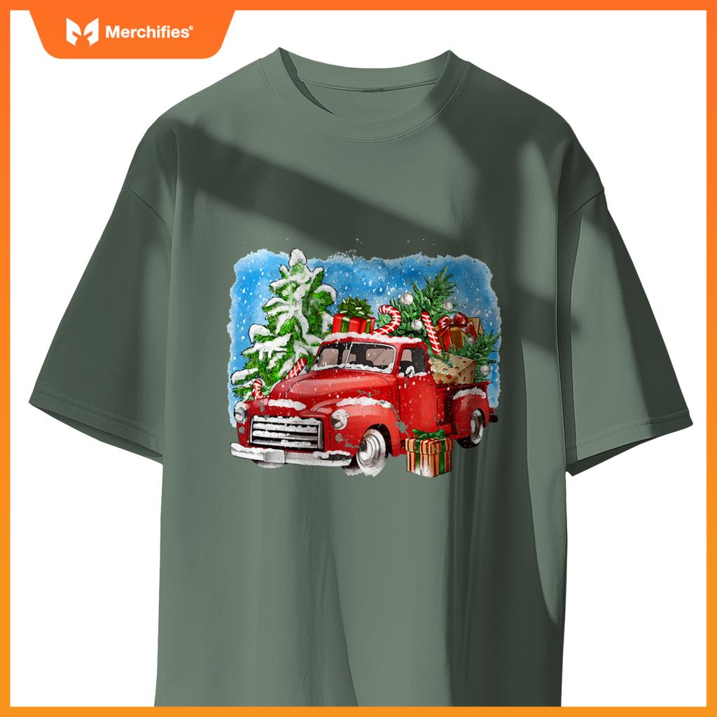Red Truck And Tree Christmas Matching Family Pajamas T-Shirt