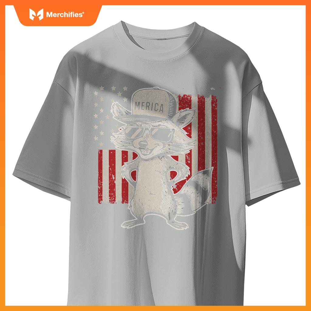 Redneck raccoon patriotic white trash party attire hillbilly T-Shirt
