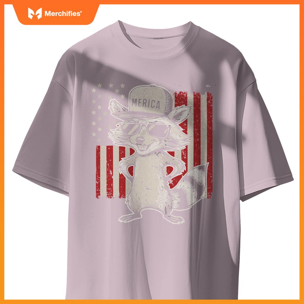 Redneck raccoon patriotic white trash party attire hillbilly T-Shirt