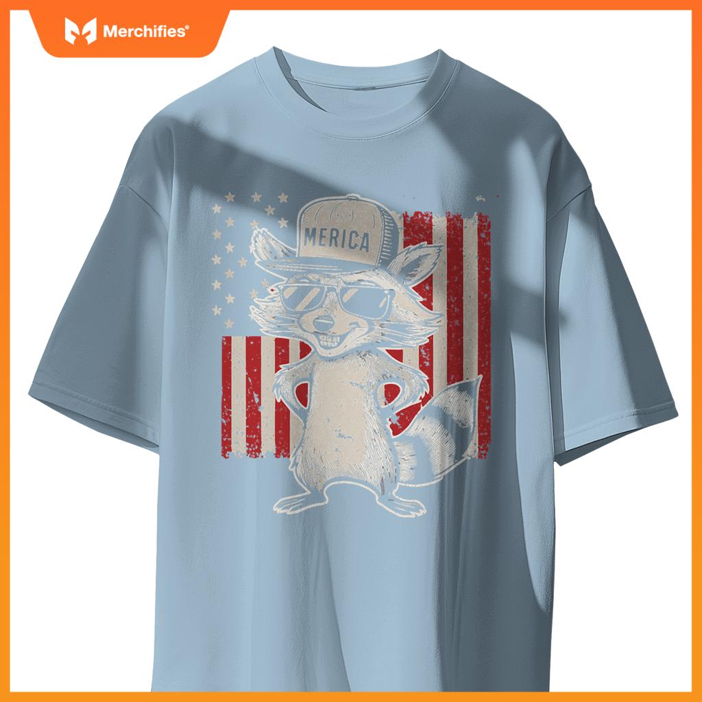 Redneck raccoon patriotic white trash party attire hillbilly T-Shirt