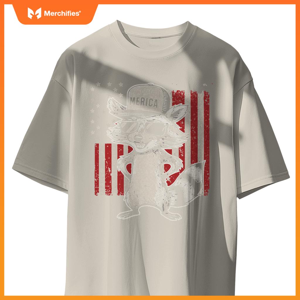 Redneck raccoon patriotic white trash party attire hillbilly T-Shirt