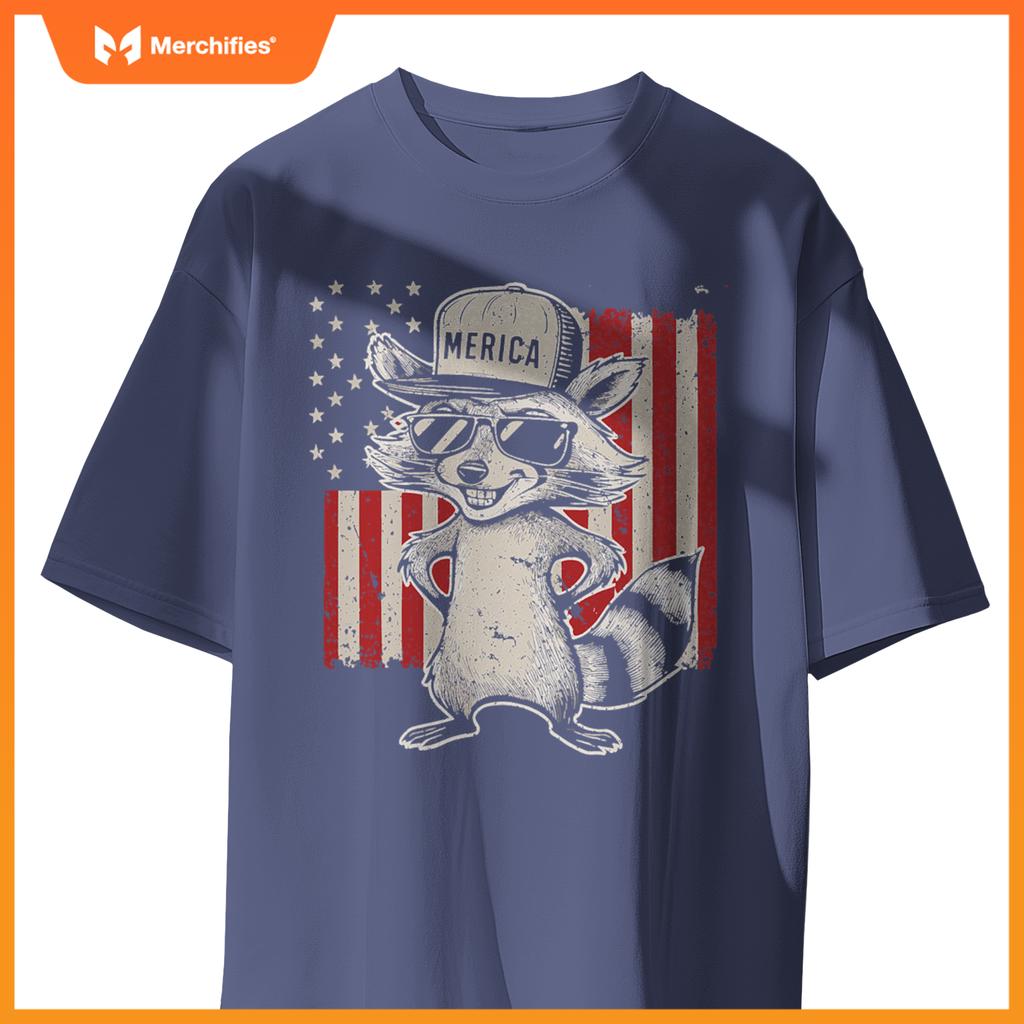 Redneck raccoon patriotic white trash party attire hillbilly T-Shirt