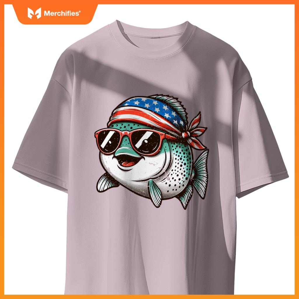 Salmon fishing usa patriotic  fourth of july kids women T-Shirt