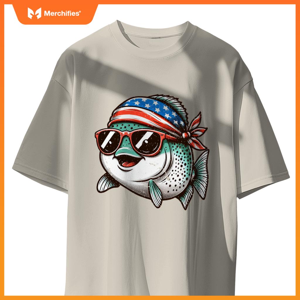 Salmon fishing usa patriotic  fourth of july kids women T-Shirt