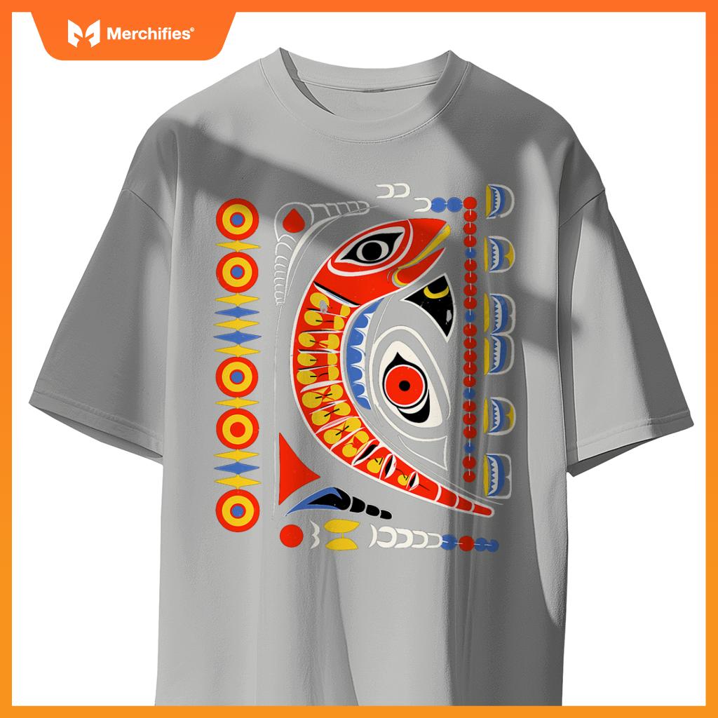Salmon In Native American Salish Coast Style T-Shirt