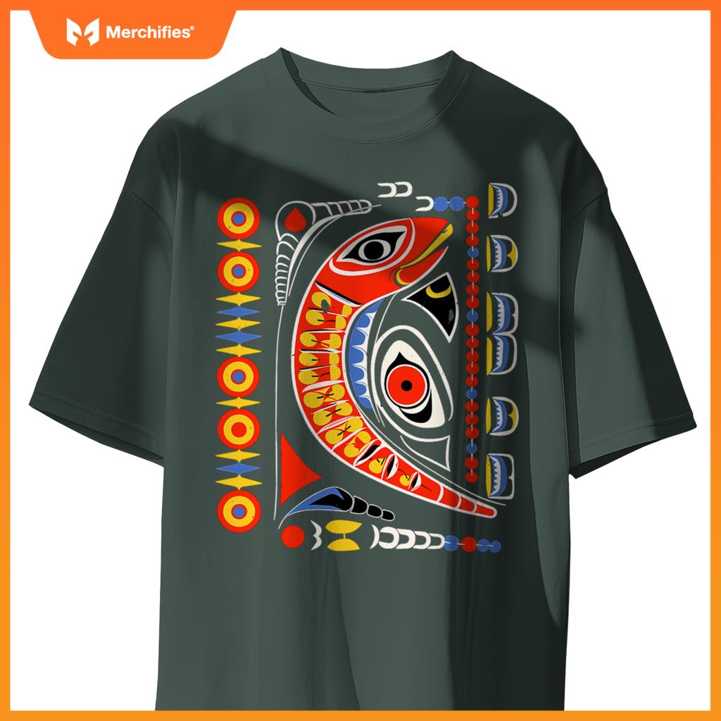 Salmon In Native American Salish Coast Style T-Shirt
