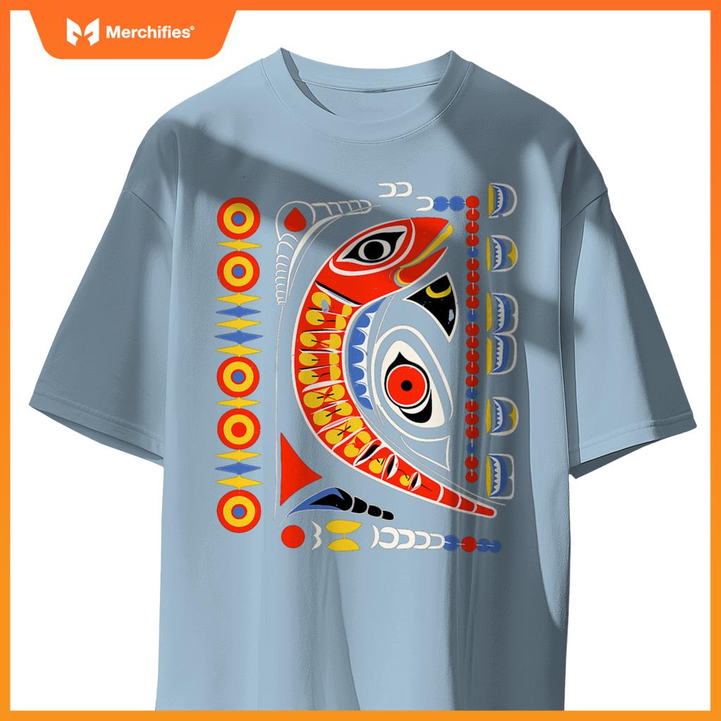 Salmon In Native American Salish Coast Style T-Shirt
