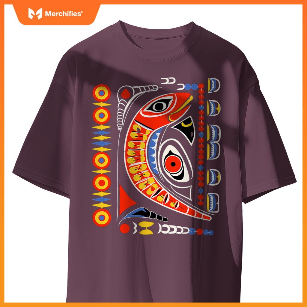 Salmon In Native American Salish Coast Style T-Shirt