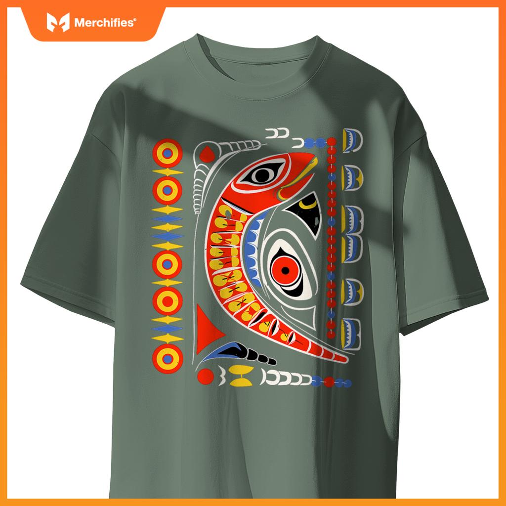 Salmon In Native American Salish Coast Style T-Shirt