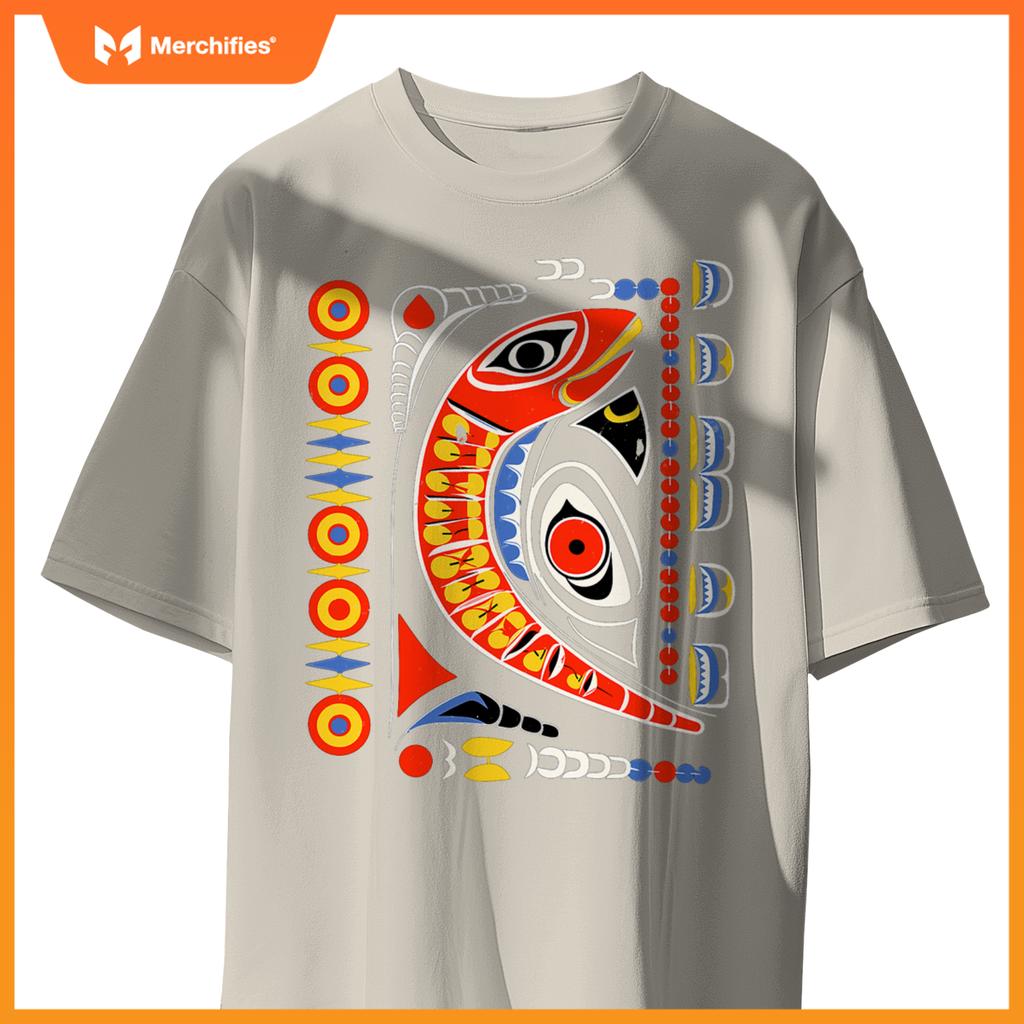 Salmon In Native American Salish Coast Style T-Shirt