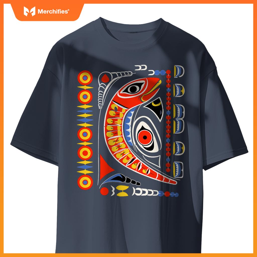 Salmon In Native American Salish Coast Style T-Shirt