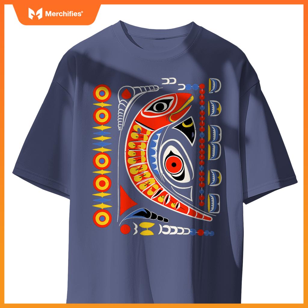 Salmon In Native American Salish Coast Style T-Shirt