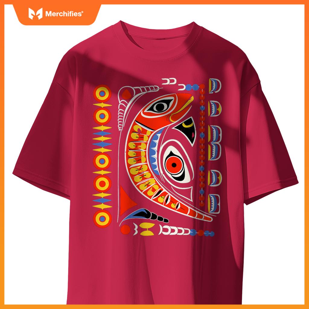 Salmon In Native American Salish Coast Style T-Shirt