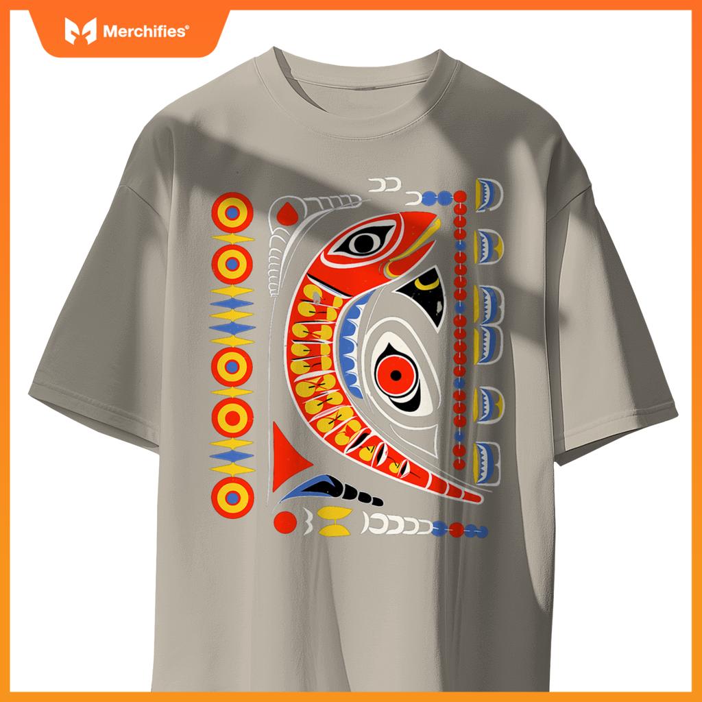 Salmon In Native American Salish Coast Style T-Shirt